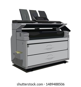 Printer vector, icon, symbol. Vector illustration. Vector illustration printer and photocopier with isolated on white background.