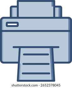 Ícone de vetor de impressora com fundo transparente. Design de cor azul alterável.