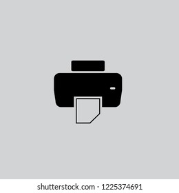 Printer vector icon.Gray background.