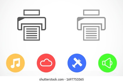 Printer vector icons. printer for printing the text of icons. printer for operation of icons. printer for printing 