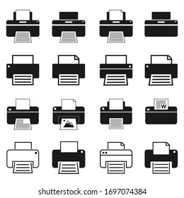 Printer vector icons set. Illustration isolated for graphic and web design.