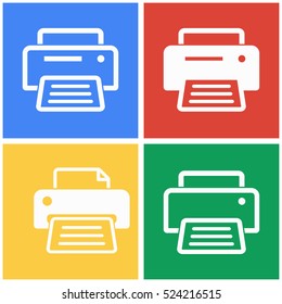 Printer vector icons set. White illustration isolated for graphic and web design.