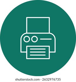 Printer Vector Line Circle Icon Design