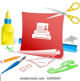 Printer. Vector paper template.