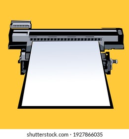 printer vector png with a paper print-out coming out. Can be used for industrial printing business marketing posters and posts for social media promotion. Simple design with small details.