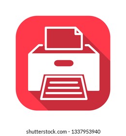 printer vector red icon in modern flat style isolated. printer support is good for your web design.