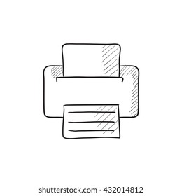 Printer vector sketch icon isolated on background. Hand drawn Printer icon. Printer sketch icon for infographic, website or app.