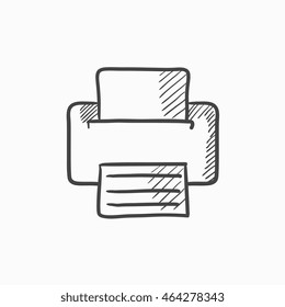 Printer vector sketch icon isolated on background. Hand drawn Printer icon. Printer sketch icon for infographic, website or app.