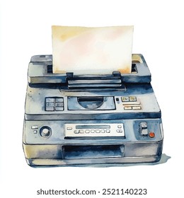 Printer watercolor clipart illustration isolated