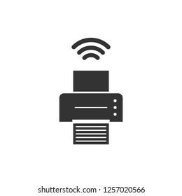 Printer with wi-fi connection. Icon Flat