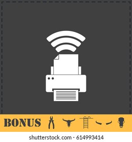 Printer with wi-fi connection icon flat. Simple vector symbol and bonus icon
