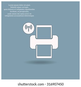 Printer with wi-fi connection. icon. vector design