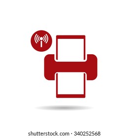 Printer with wi-fi connection. icon. vector design