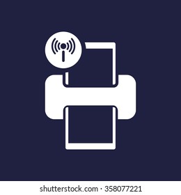 Printer with wifi connection icon, vector illustration. Flat design style