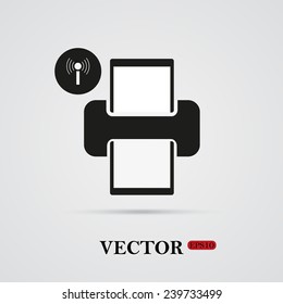 Printer with wi-fi connection   on a light background with shadow, vector, EPS 10