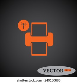Printer with wi-fi connection ,  vector, EPS 10