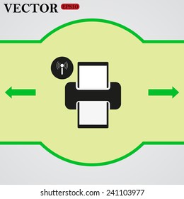 Printer with wi-fi connection ,  vector, EPS 10