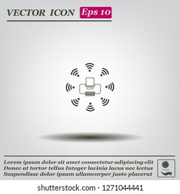 Printer with wi-fi connection, vector icon