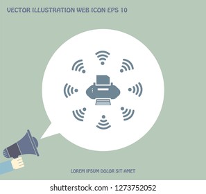 Printer with wi-fi connection, vector icon