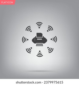 Printer with wi-fi connection, vector icon