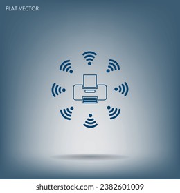Printer with wi-fi connection, vector icon
