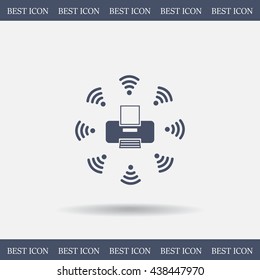 Printer with wi-fi connection, vector icon