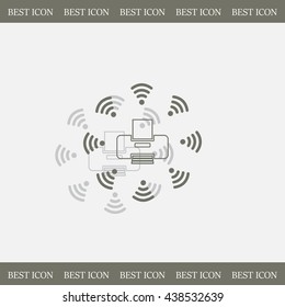 Printer with wi-fi connection, vector icon