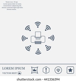 Printer with wi-fi connection, vector icon