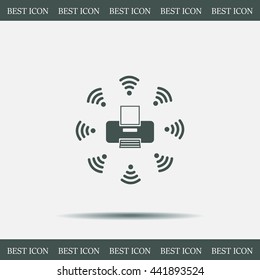 Printer with wi-fi connection, vector icon