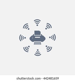 Printer with wi-fi connection, vector icon