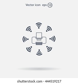 Printer with wi-fi connection, vector icon