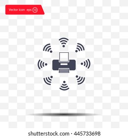 Printer with wi-fi connection, vector icon