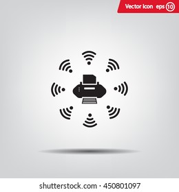 Printer with wi-fi connection, vector icon