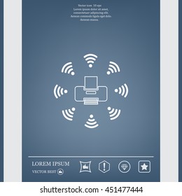 Printer with wi-fi connection, vector icon
