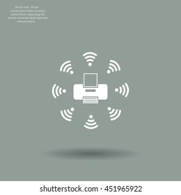 Printer with wi-fi connection, vector icon