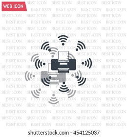 Printer with wi-fi connection, vector icon