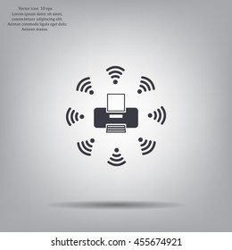 Printer with wi-fi connection, vector icon