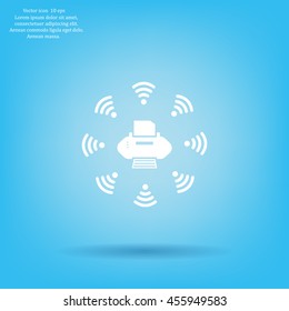 Printer with wi-fi connection, vector icon