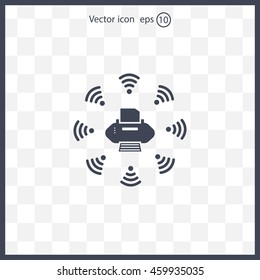 Printer with wi-fi connection, vector icon