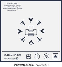 Printer with wi-fi connection, vector icon