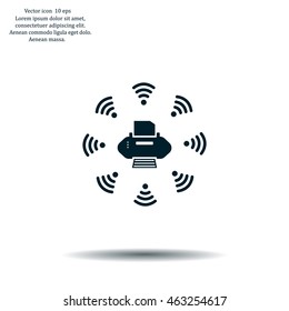 Printer with wi-fi connection, vector icon
