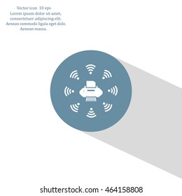 Printer with wi-fi connection, vector icon
