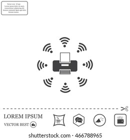 Printer with wi-fi connection, vector icon