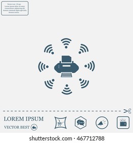 Printer with wi-fi connection, vector icon