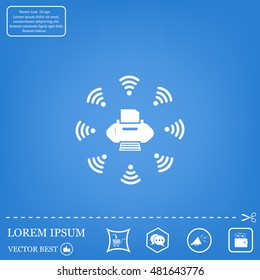 Printer with wi-fi connection, vector icon