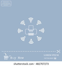 Printer with wi-fi connection, vector icon