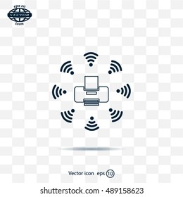 Printer with wi-fi connection, vector icon