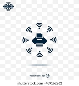 Printer with wi-fi connection, vector icon