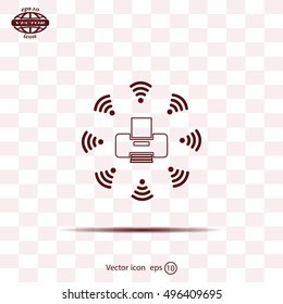 Printer with wi-fi connection, vector icon