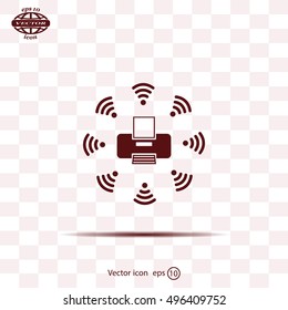Printer with wi-fi connection, vector icon